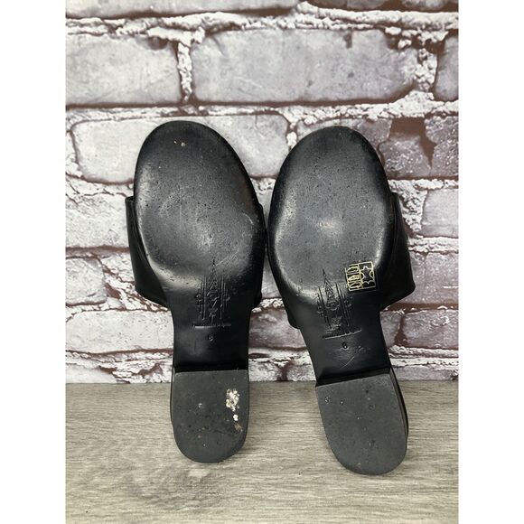 ASTARA Sahara Black Onyx Leather Handmade Slides Heel Sandals Women’s 8M US/39EU - Picture 6 of 16